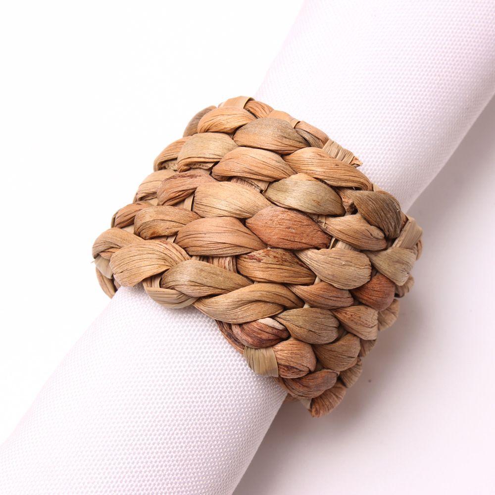 Napkin Rings Set of 12, Farmhouse Table Decor Handmade by Natural Water Hyacinth, Fall Rustic for Thanksgiving, Christmas, Wedding Table Dinnerware Decoration Set