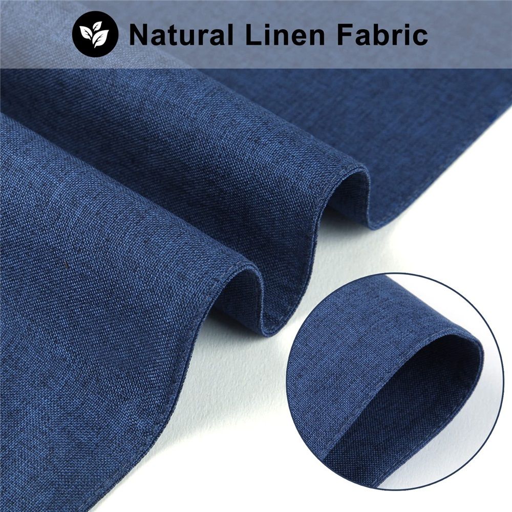 Cloth Placemats Set of 6, Cotton Linen Blend Machine Washable Durable Linen Table Mats, Heat Resistant Placemats Wrinkle Free Place Mats for Dining Table, Easy to Clean (Navy Blue, 6)，Only table mats