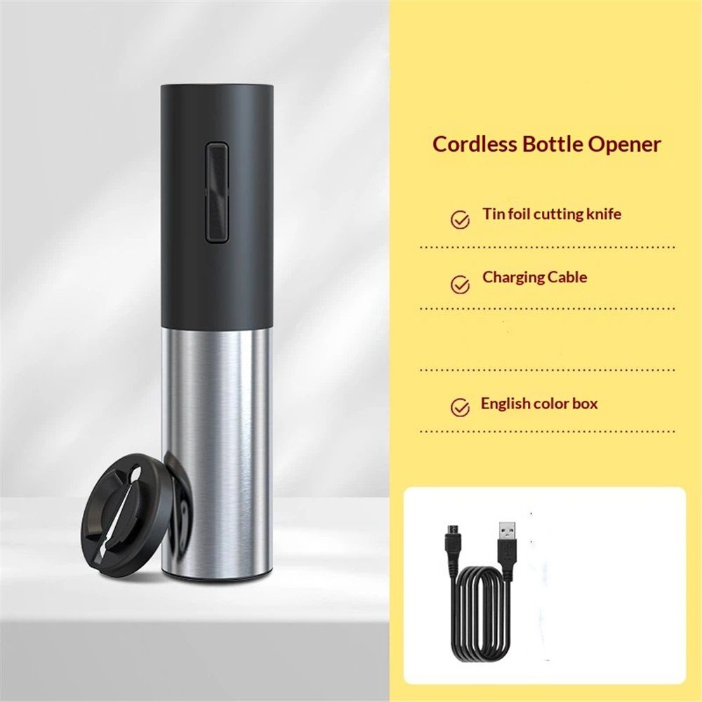 Electric Wine Opener Rechargeable, Automatic Wine Bottle Openers with Foil Cutter and USB Cable, Gift Wine Corkscrew for Home Kitchen Party Bar