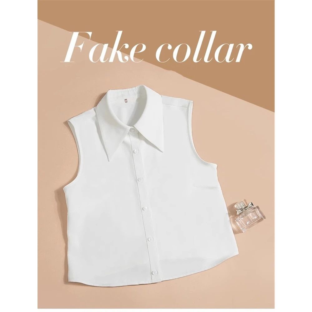 Detachable Collars Fashion Chiffon False Collar Half Shirt Fake  Sharp Point Office Suit Decorative Collar（beige M code）