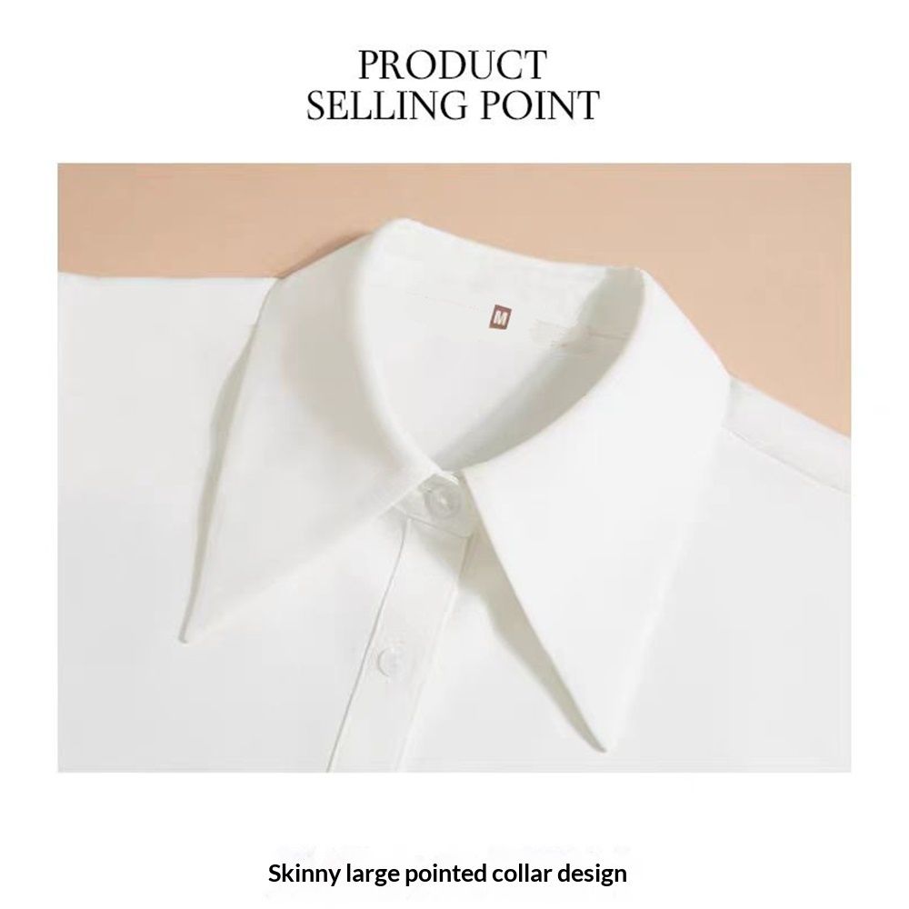 Detachable Collars Fashion Chiffon False Collar Half Shirt Fake  Sharp Point Office Suit Decorative Collar（beige M code）