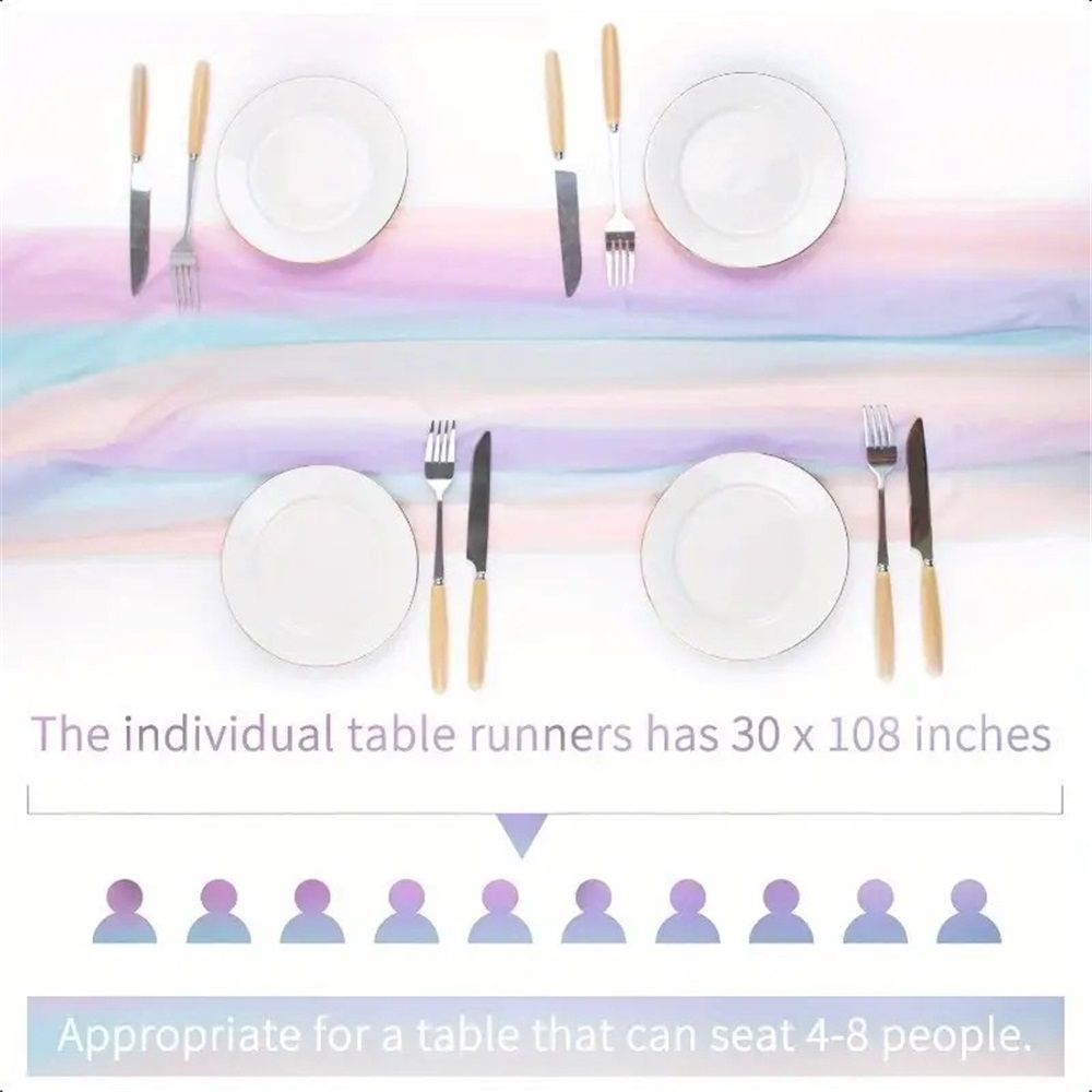 Chiffon tablecloth, rainbow stripe transparent wedding tablecloth, colorful cream stripe aesthetic farmhouse dress scarf gauze tablecloth kitchen island/party decoration