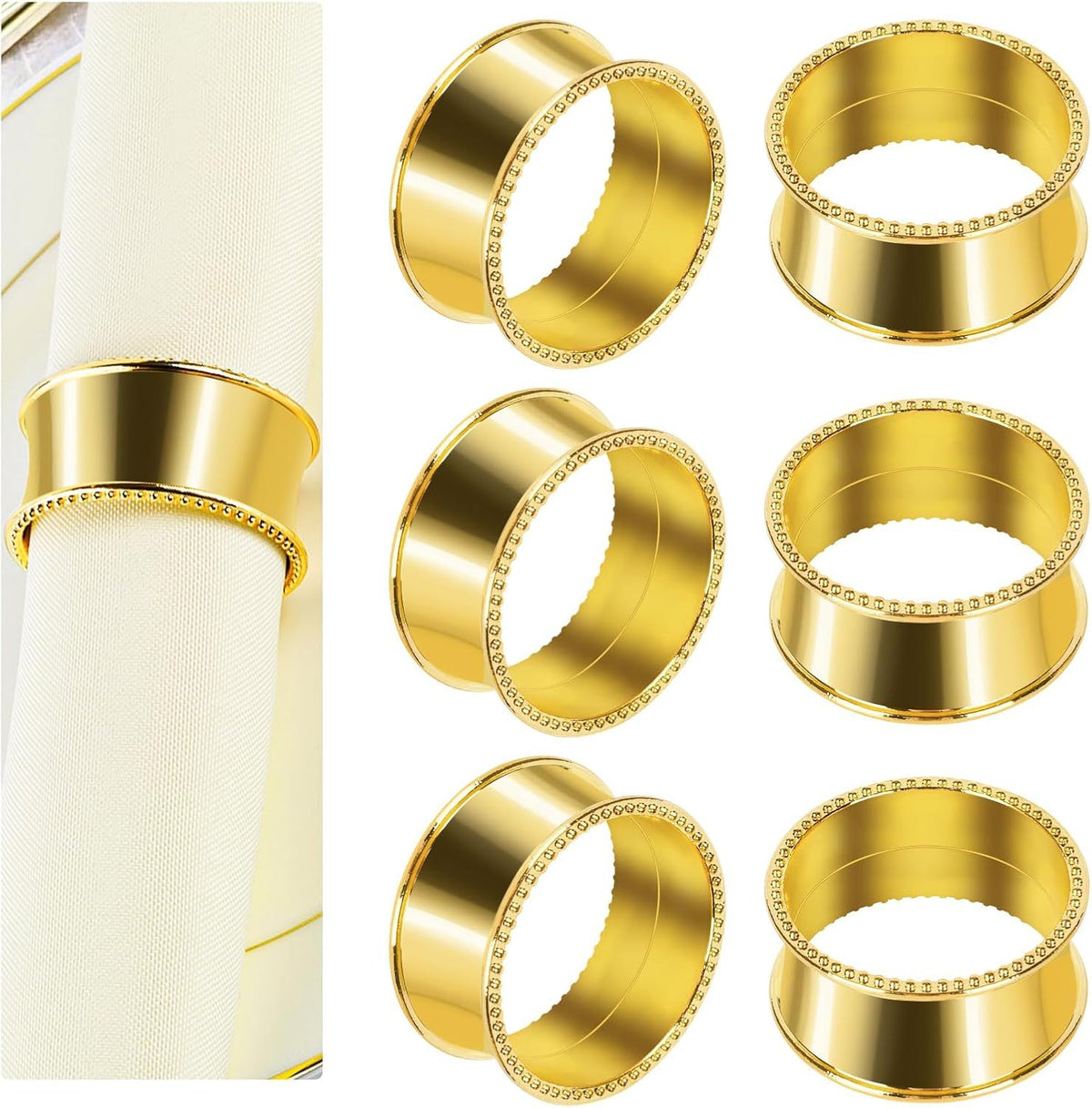 12 gold napkin ring set, metal napkin holder ring, exquisite holiday buckle, suitable for Easter weddings, dinners, receptions, family gatherings, table sets, holiday table decorations