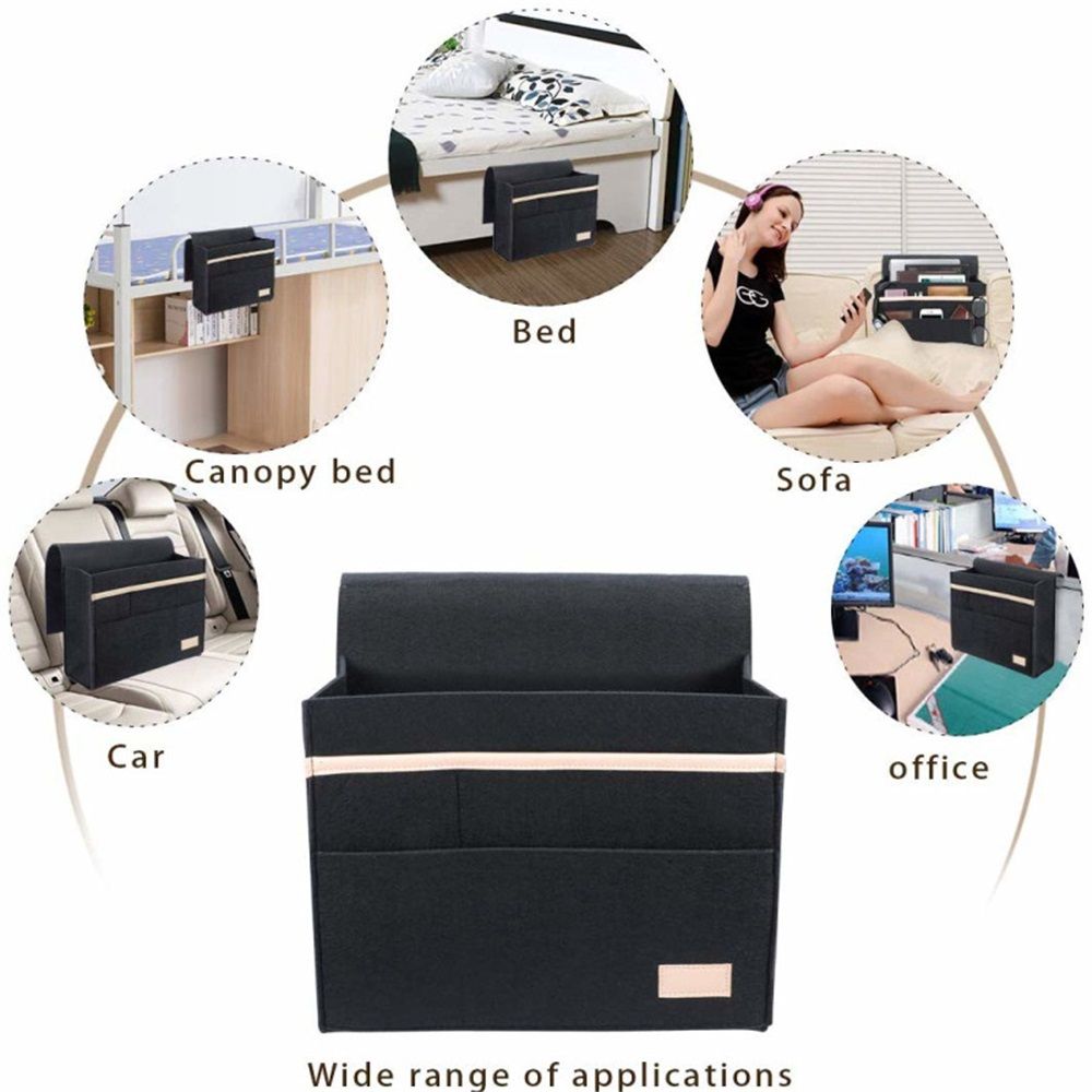 Bedside Caddy, Bed Organizer and Power Strip Holder,Versatile Bedside Storage Caddy for Home,Dorm,Bunk,Hospital,Crib Bed (Black)
