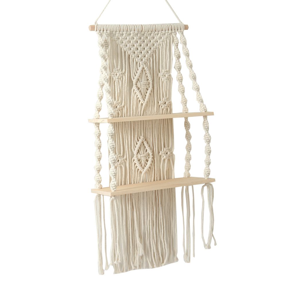 Wall Hanging Shelf Tassel Woven Shelves,Boho Wall Hanging Shelves for Small Plants Photo Frames,Home Living Room Bedroom Balcony Decor