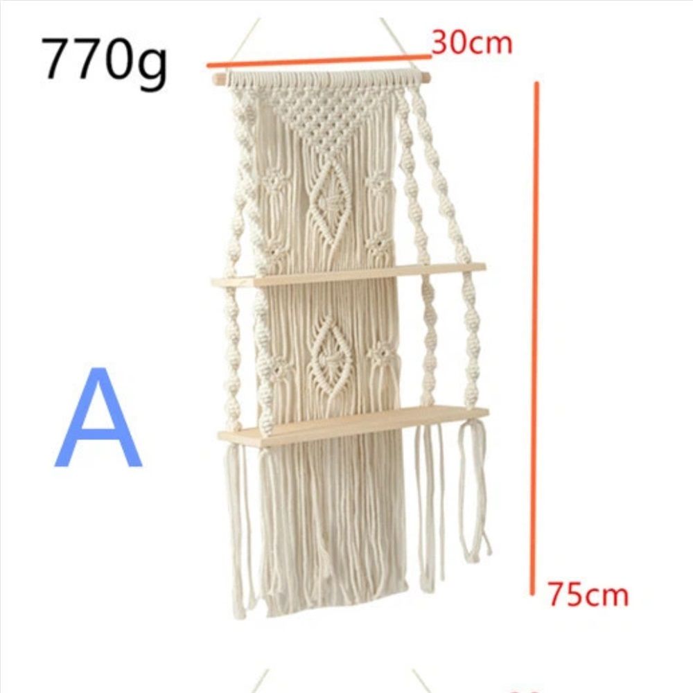 Wall Hanging Shelf Tassel Woven Shelves,Boho Wall Hanging Shelves for Small Plants Photo Frames,Home Living Room Bedroom Balcony Decor