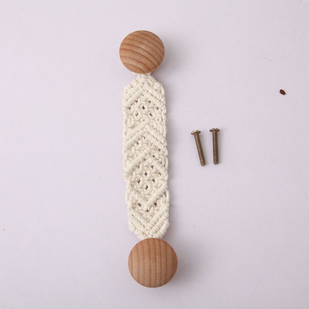 2 Pack Bohemian Style Rope Knobs Door Handle Rope Knot Cabinet Drawer Cupboard Furniture Door Wooden Pulls Handles Drawer Pulls for Kitchen Cabinet Cupboard