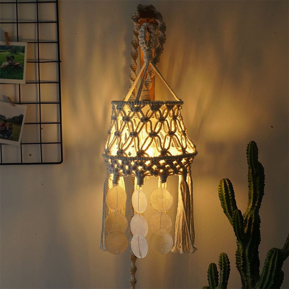 Drum Tassel Lamp shade Replacement for Table Lamps, Floor Lamps and Pendant Lights - Handcrafted Tassel (White,Only lampshade)