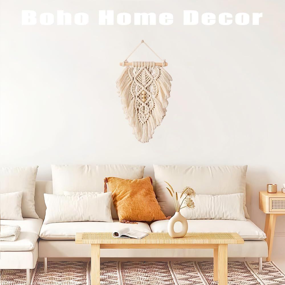 Handmade Boho Woven Tapestry,Boho Home Decor for Dorm Home Bedroom Western Room Decoration Gift for Women (white)