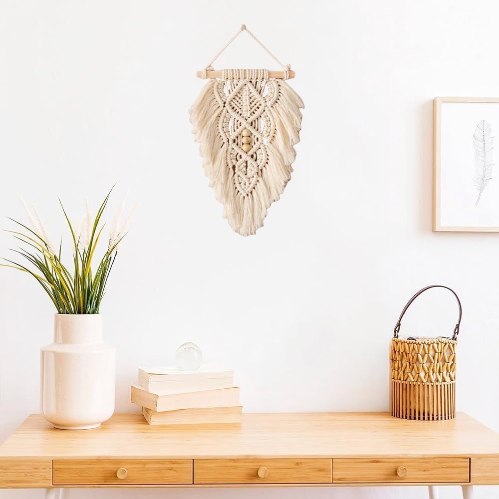 Handmade Boho Woven Tapestry,Boho Home Decor for Dorm Home Bedroom Western Room Decoration Gift for Women (white)