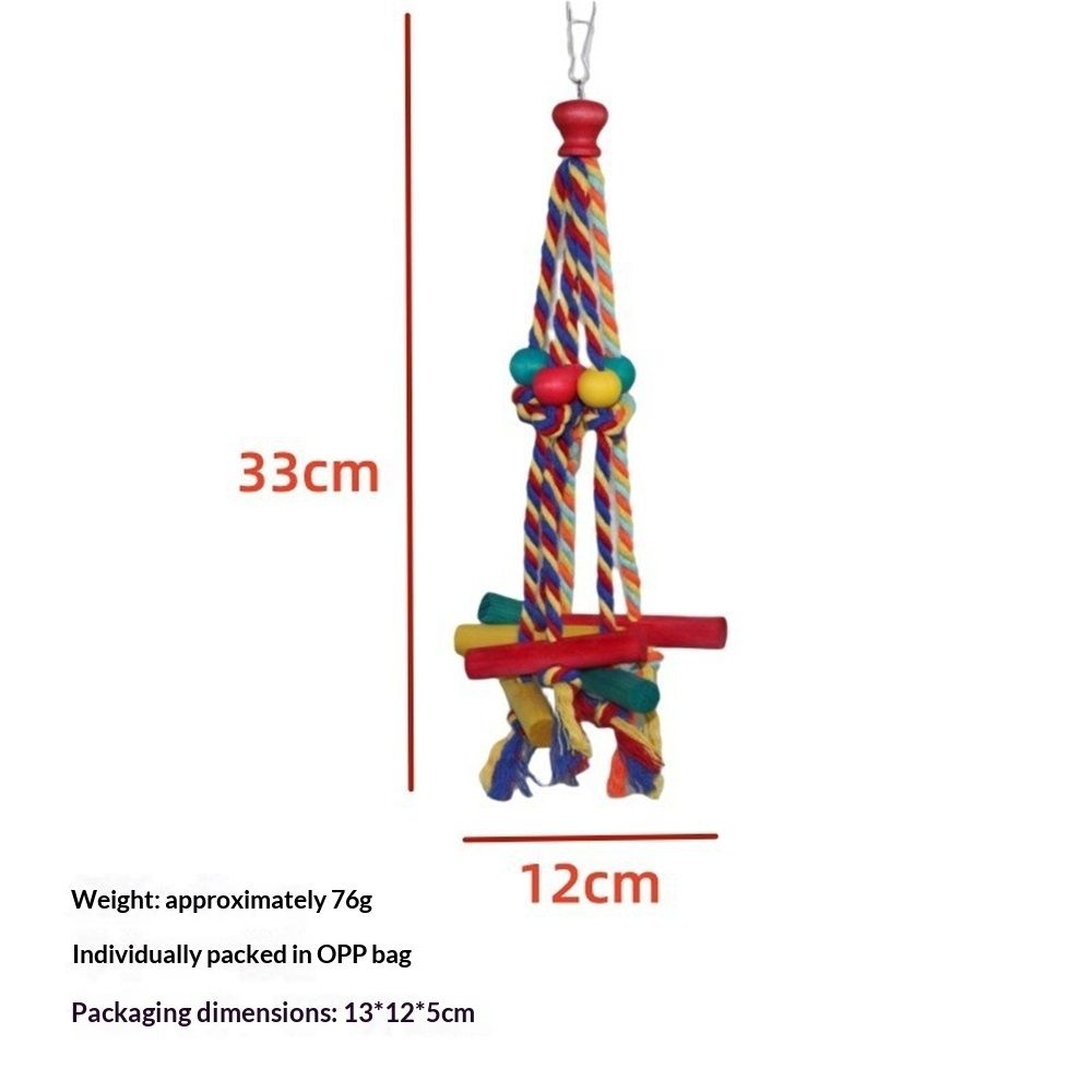 2pcs Bird toys, parrot toys, cotton rope, colorful beads, wooden blocks, gnawing strings to relieve boredom and relieve biting hair