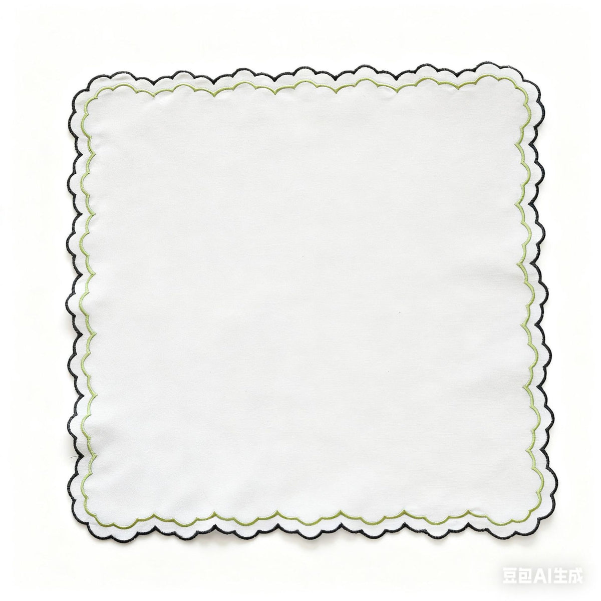 Set of 4 Embroidery Cloth Napkins, Soft Reusable Scalloped Napkins Washable Dinner Napkins Table Decor for Home Hotel Restaurant Weddings Events Parties, 38*38cm