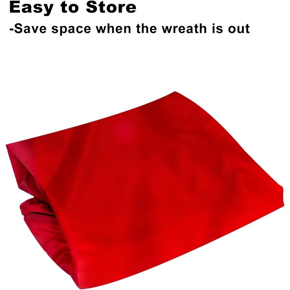 Christmas Wreath Storage Bag - 30 Inch, Red, Cotton, Zipper Closure, Reinforced Handles, Double Zippers, Clear Card Slot, Ideal for Christmas Decorations