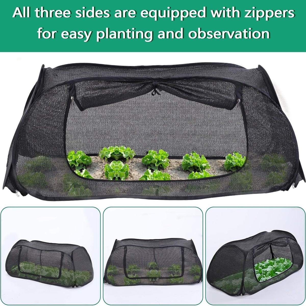 Garden Cover for Raised Beds  Pop-Up Mesh Plant Garden Bed Cover for Vegetables, Seedlings, Fruits, Frost Protection, Outdoor Gardening Bird and Animal Barrier Greenhouse Cover (Black)