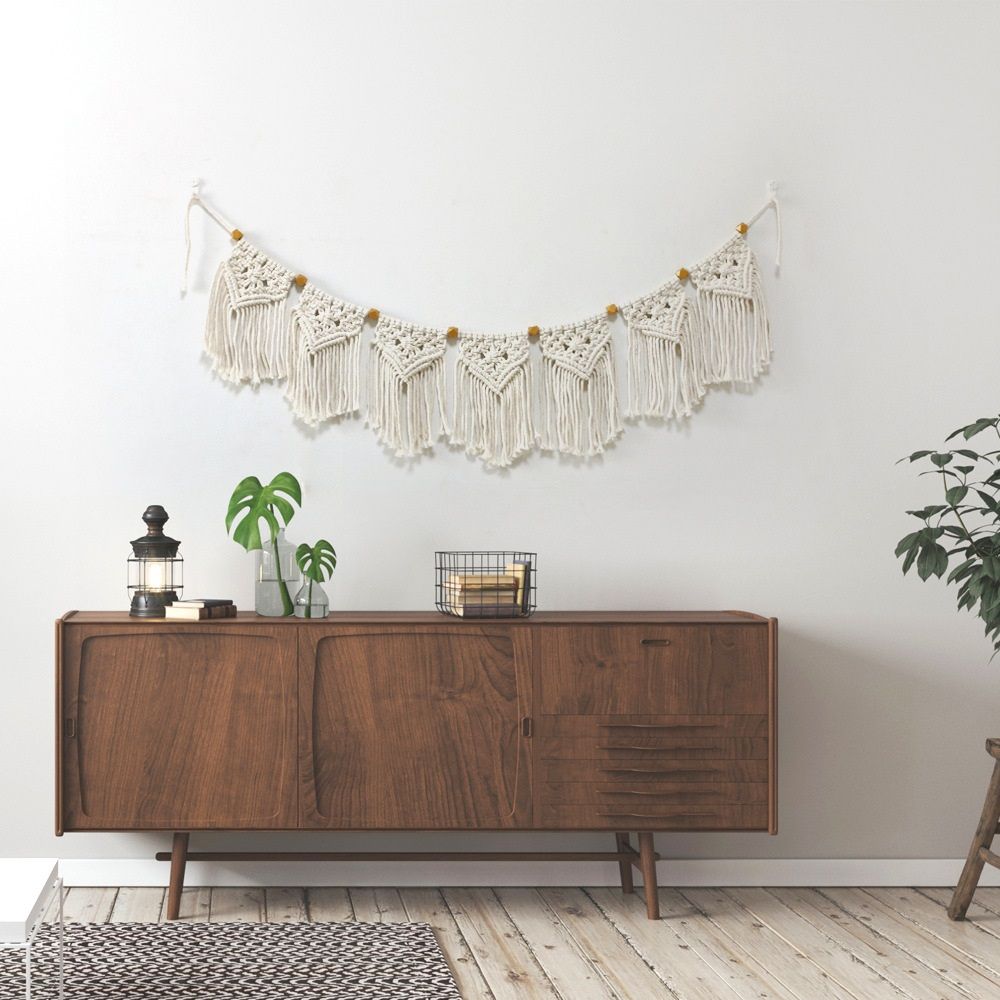 Tassel Garland Wall Hanging Handmade Cotton Bohemian Banner Home Decor for Bedroom Living Room Nursery, Party & Wedding Decoration（7-Flag）