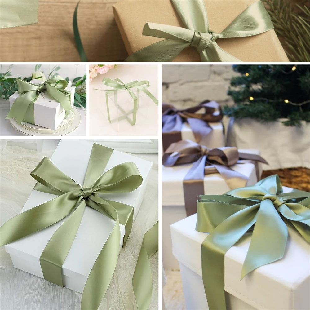 Green Satin Ribbon - 4 inch Wide, Double Face, Thick, 24 Yards/Roll for Wedding Party Supplies, Chair, Cake Decor, Large Bows, Flower Bouquet, Sewing, Crafts
