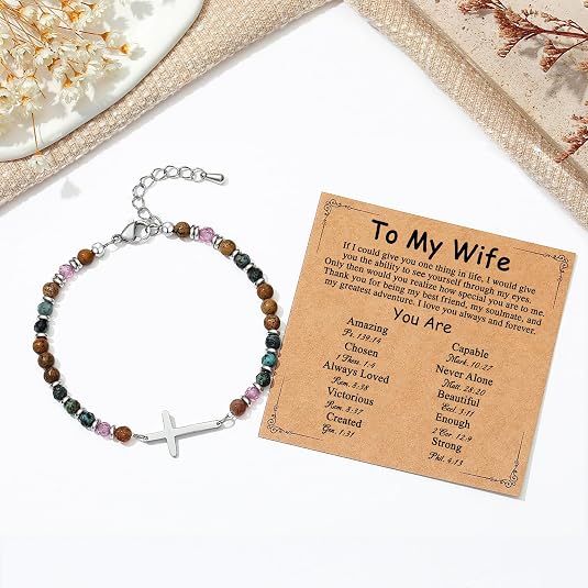 Christian Cross Bracelet for Women, Stocking Stuffers for Women, Confirmation Baptism Easter Gifts, Unique Gift for Friends Daughter Mom Sister in Christ on Birthday Christmas