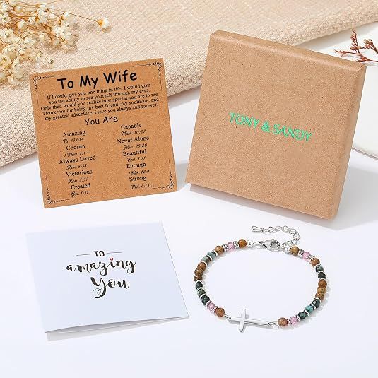 Christian Cross Bracelet for Women, Stocking Stuffers for Women, Confirmation Baptism Easter Gifts, Unique Gift for Friends Daughter Mom Sister in Christ on Birthday Christmas