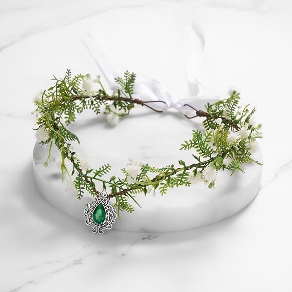 Fairy Flower Leaf Crowns for Women Elven Princess Tiara Elf Headpiece for Cosplay Halloween Costume Photoshoot Wedding Valentine's Day Gifts for Boyfriends and Girlfriends