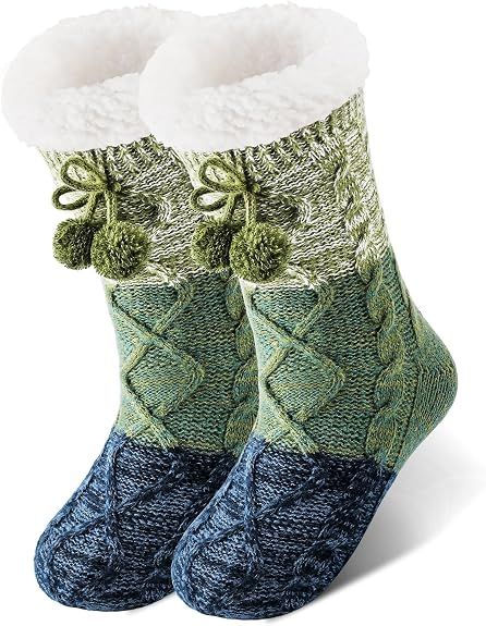 Women Slipper Fuzzy Socks, Non Slip Winter Warm Fluffy Fleece Lined Cozy Soft Thick Comfy Thermal Christmas Sock