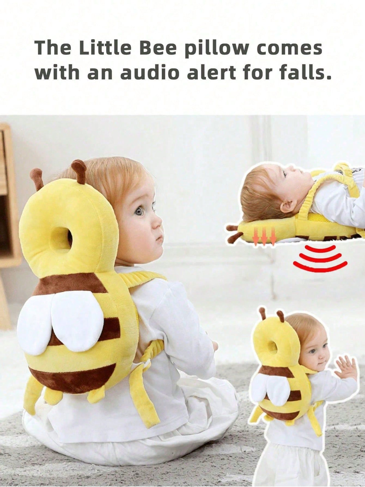 Head Protector Cushion Backpack For Walking Crawling Christmas Elements Baby Walkers Protective Toddler Adjustable Head Protection Pad Backpack Bee Christmas