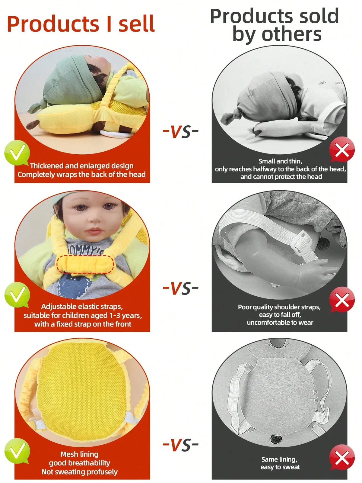 Head Protector Cushion Backpack For Walking Crawling Christmas Elements Baby Walkers Protective Toddler Adjustable Head Protection Pad Backpack Bee Christmas