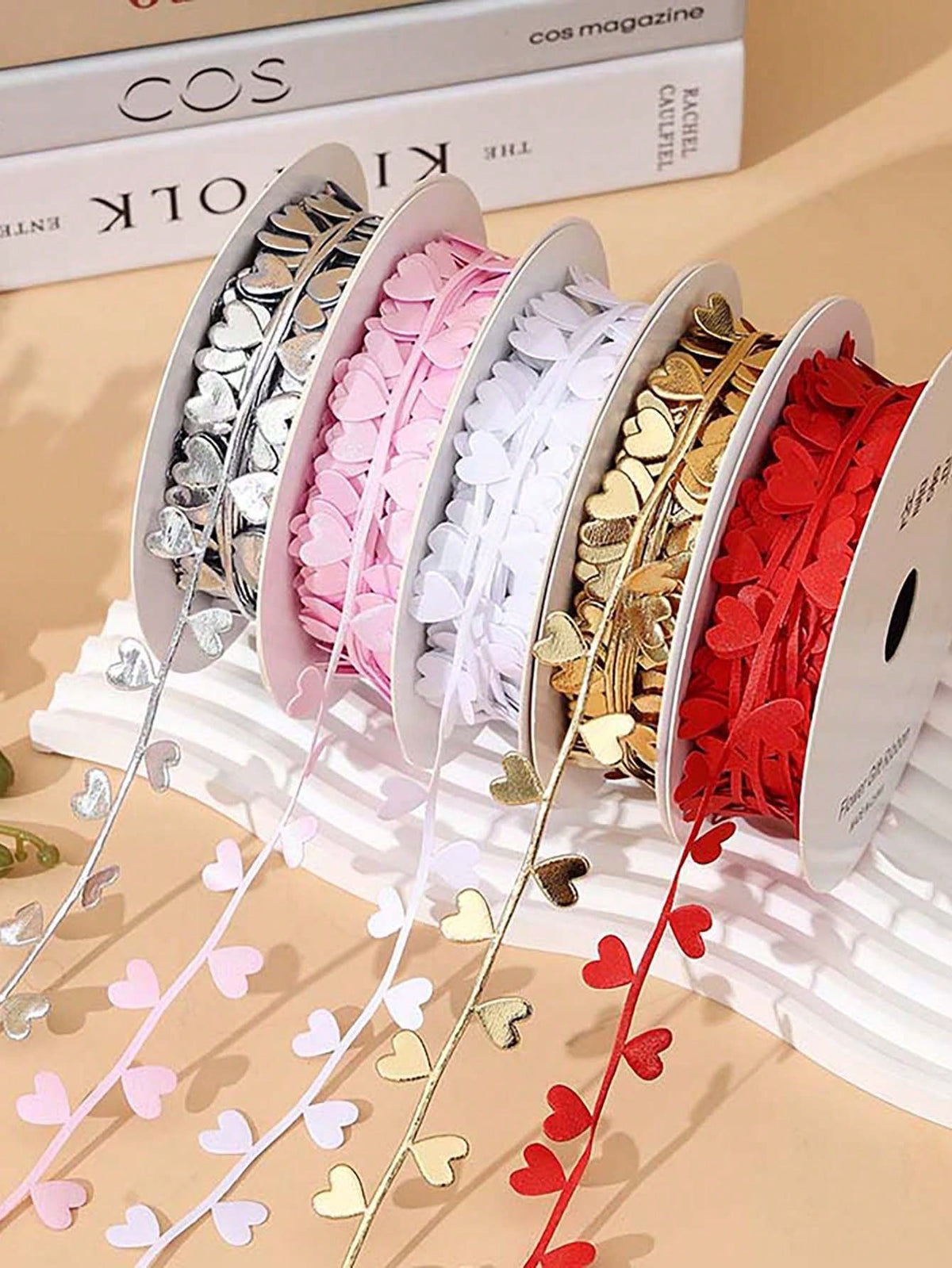 1pc Valentine s Day Colorful Bilateral Heart Yarn Ribbon DIY Bow Hair Accessories Flowers Gift Decorative Packaging Materials