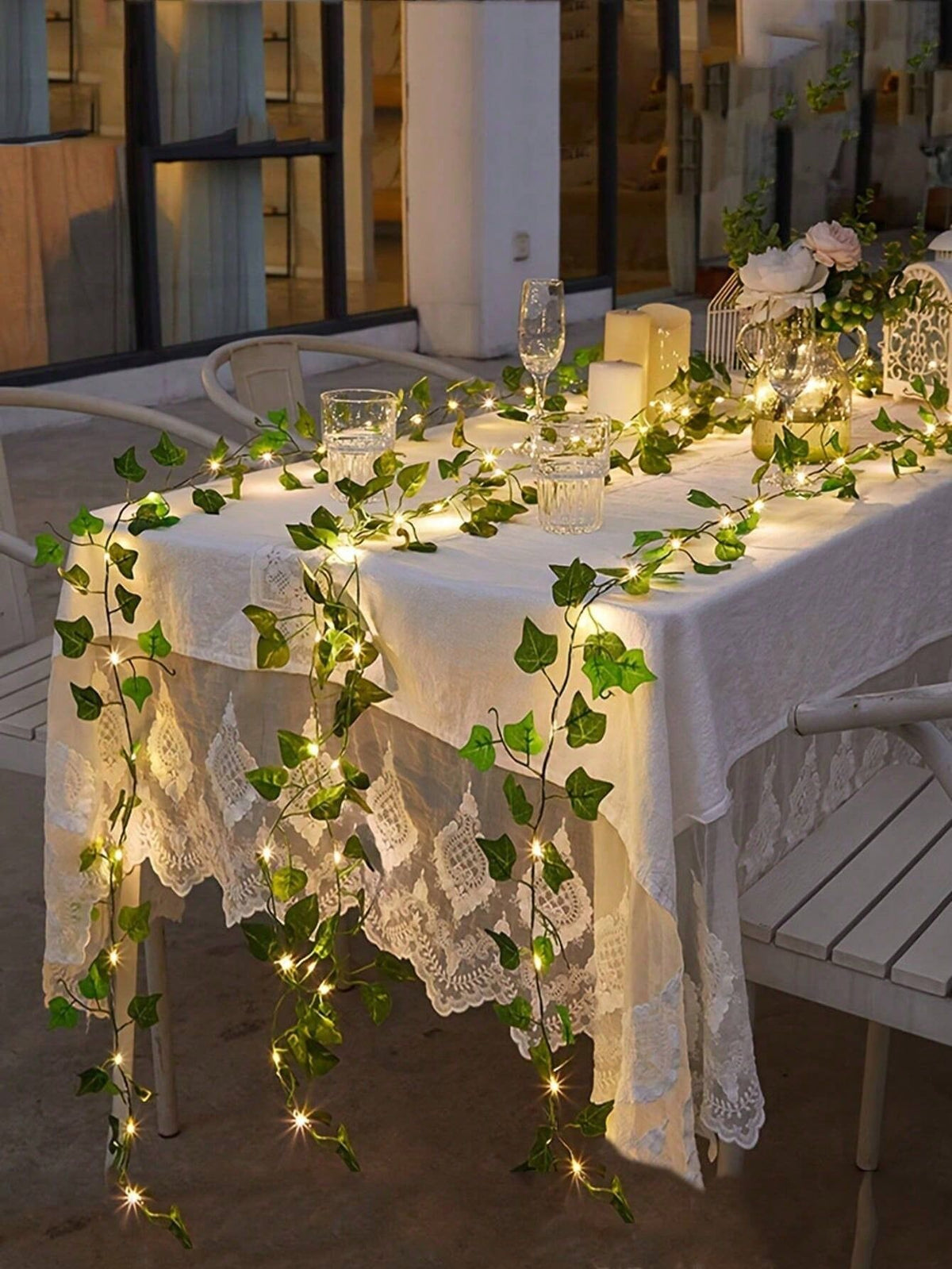 3M*1M Strings Artificial Ivy LED String Lights 2m 6.56ft 20LEDs Hanging Greenery DIY Leaf Backdrop Decor For Holiday Bedroom Wedding Party Table Garden Gift