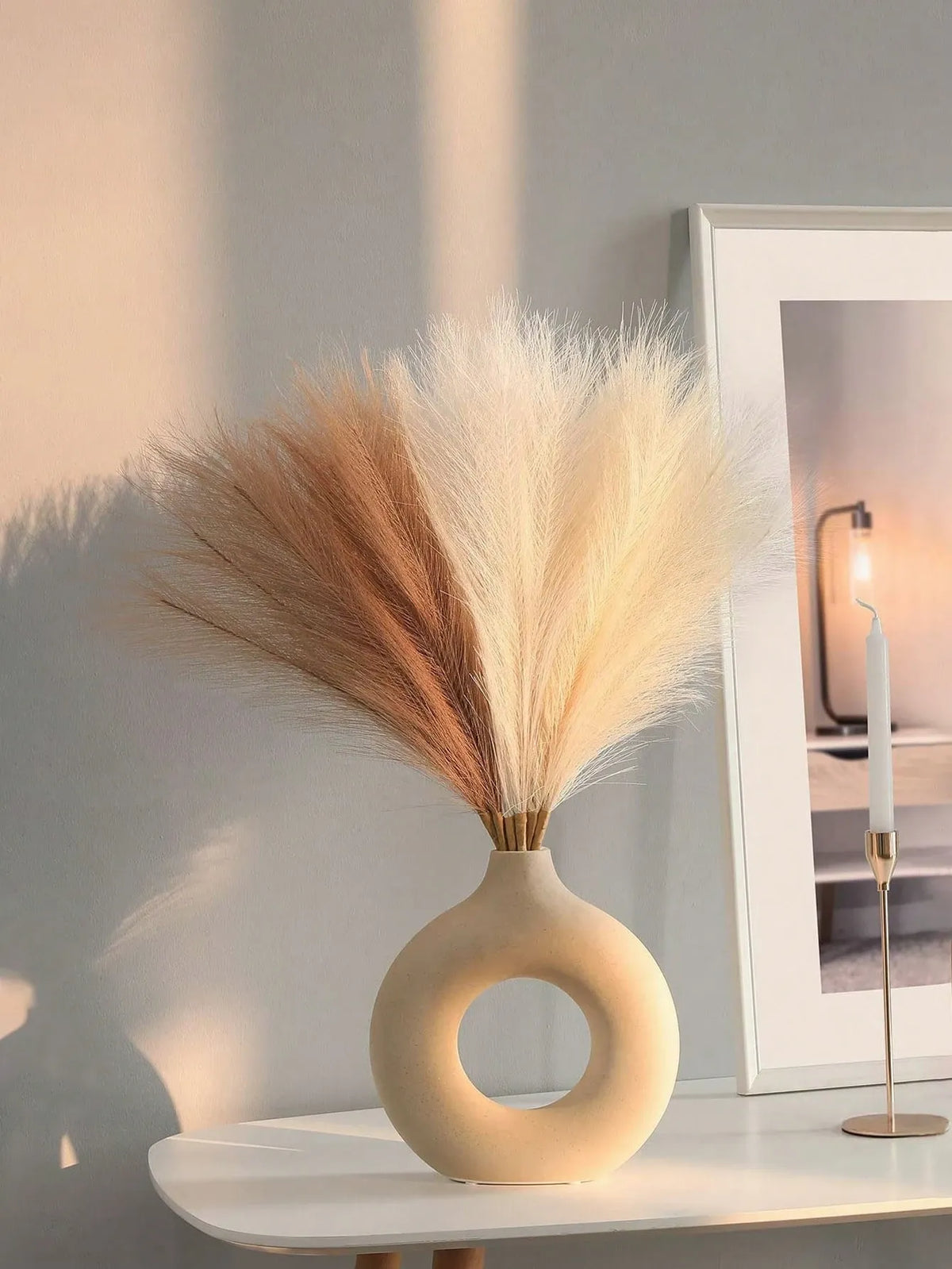 18pcs 21.65in Large Artificial Pampas Grass Bohemian Style Room Decorative Plants Faux Reed Grass For Autumn Vase Filler Home Table Wedding Party Decor