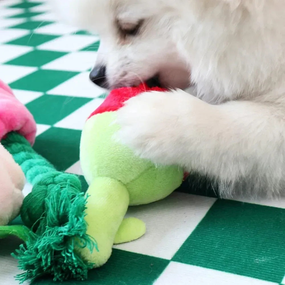 Plush Doll Chew Toy for Small and Medium Dogs with Sound, Pink, Reduces Boredom and Anxiety, Sweet Valentine's Day Gift for Furry Friends