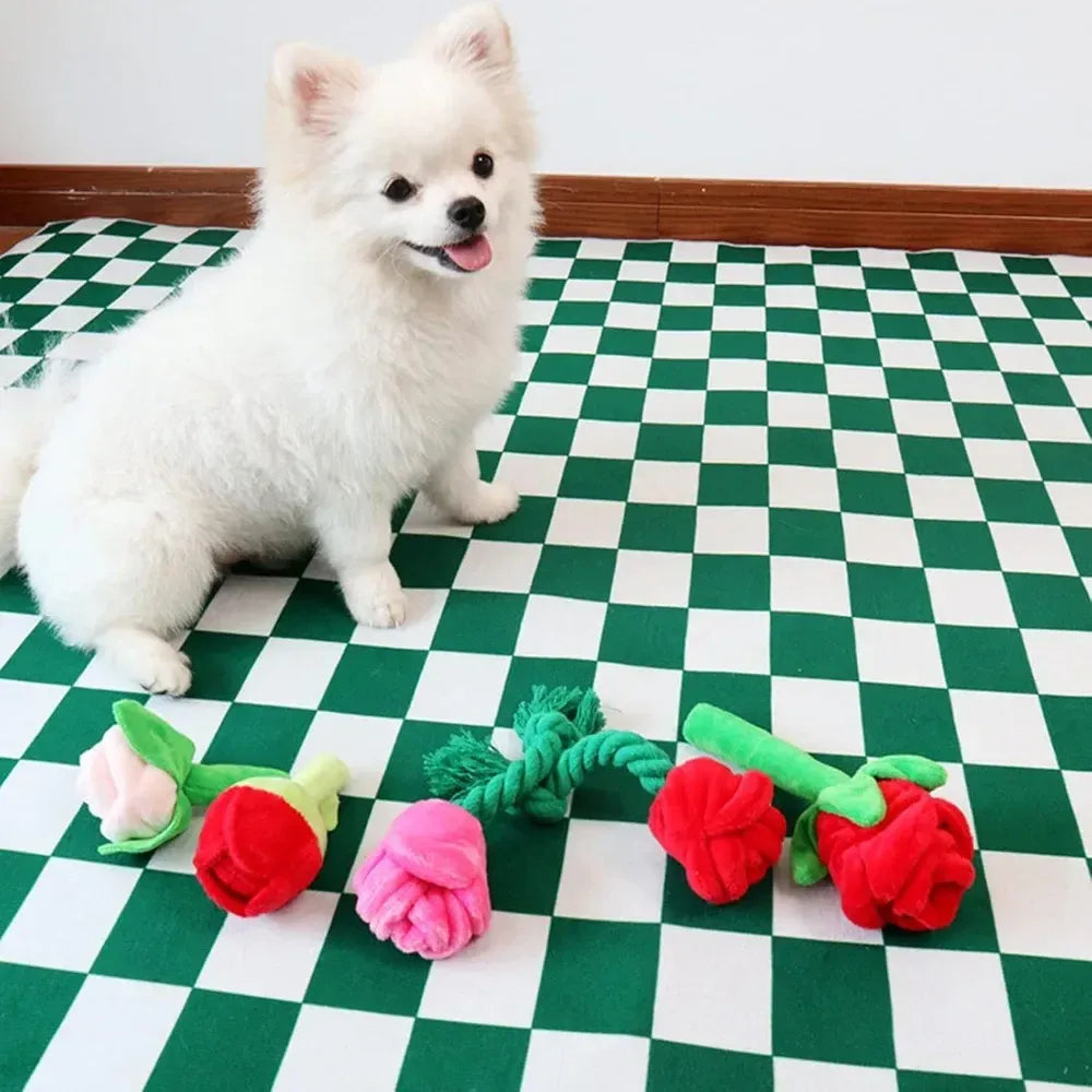 Plush Doll Chew Toy for Small and Medium Dogs with Sound, Pink, Reduces Boredom and Anxiety, Sweet Valentine's Day Gift for Furry Friends
