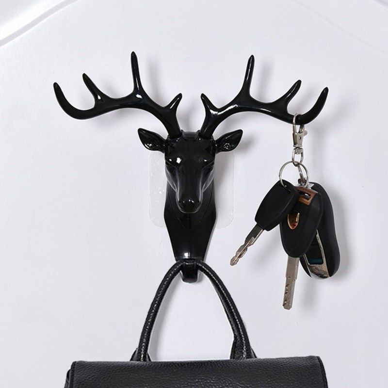 3 Pack Elephant Head / Deer Head Single Wall Hook/Hanger Animal Shaped Coat Hat Hook Heavy Duty, Rustic, Decorative Gift (Deer)