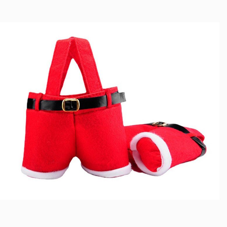 2pcs Santa Pants Candy Holder Santa Candy Xmas Favor Bags Chritmas Candy Christmas Wine Gift Bags Santa Pants