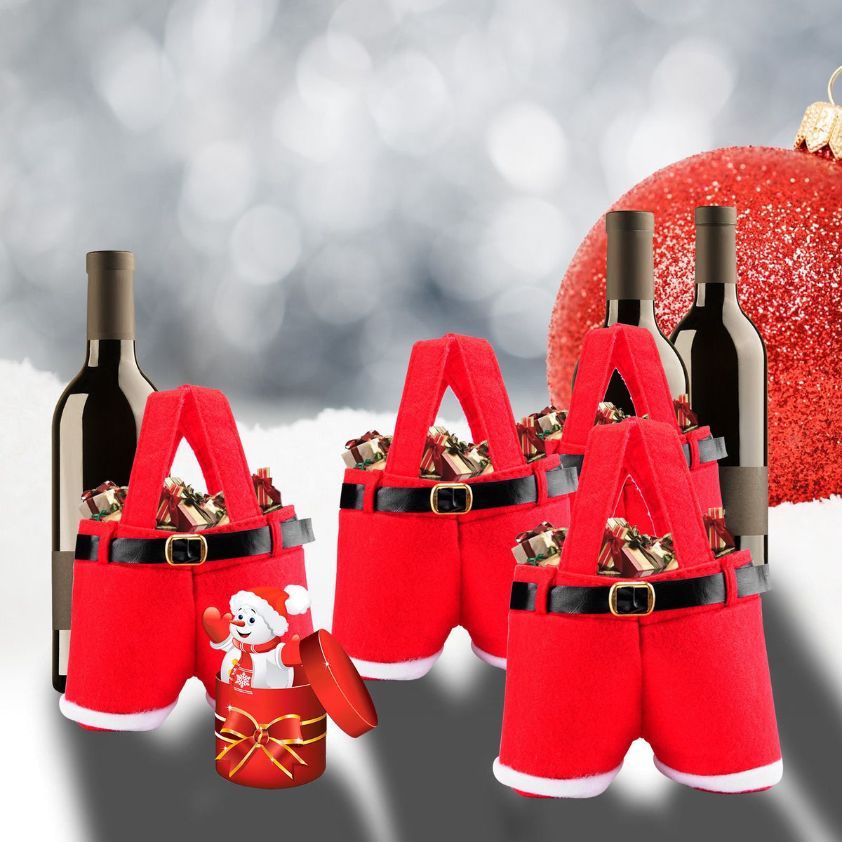 2pcs Santa Pants Candy Holder Santa Candy Xmas Favor Bags Chritmas Candy Christmas Wine Gift Bags Santa Pants