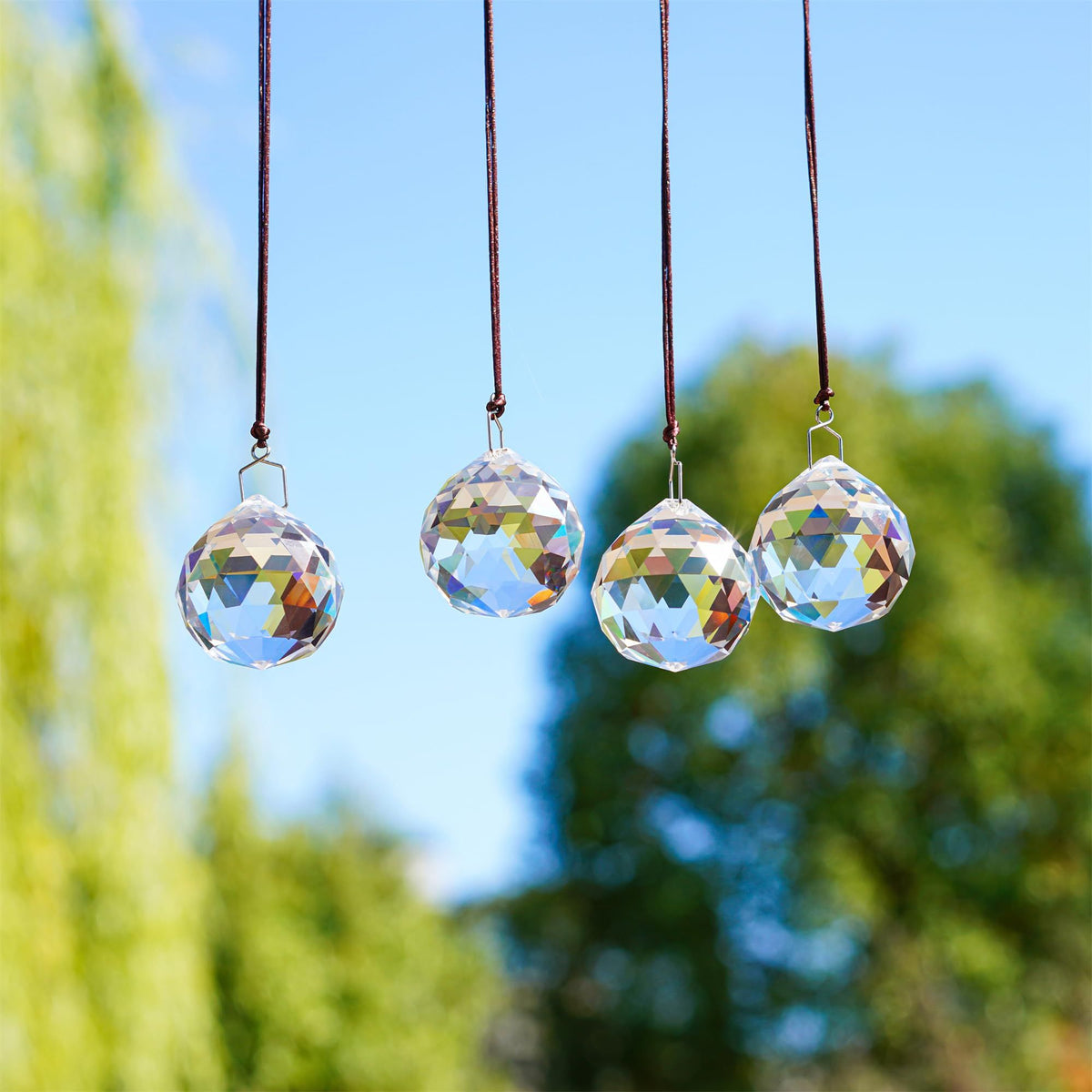 4 Pack 40MM Clear Crystal Prism Ball Suncatchers Rainbow Pendants Maker, Hanging Crystals Chandelier Prisms for Home