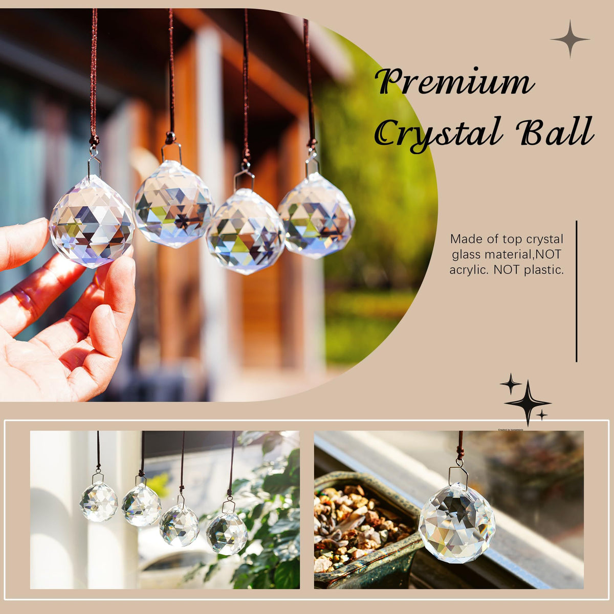 4 Pack 40MM Clear Crystal Prism Ball Suncatchers Rainbow Pendants Maker, Hanging Crystals Chandelier Prisms for Home