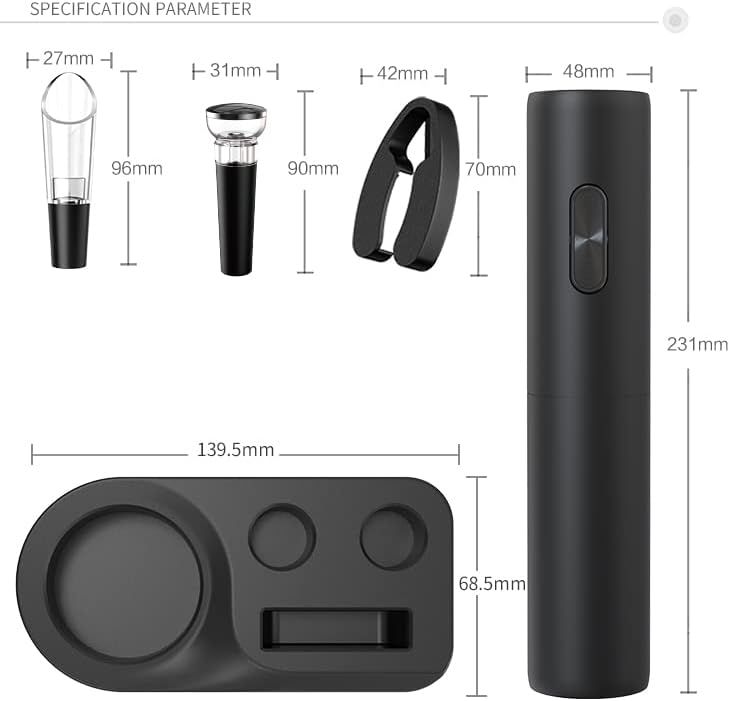 Wine Opener, Automatic Wine Corkscrew Opener, Electric Wine Opener Cordless Set Aerator stopper Rechargeable Wine lovers gift