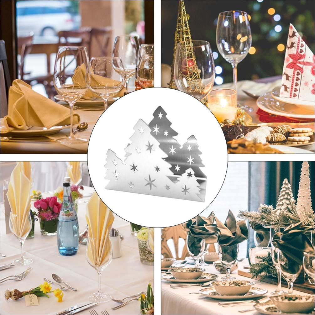 Luxshiny Christmas Tree Napkin Holder Stainless Steel Towel Holder Dinner Table Decoration for Party Home Restaurant
