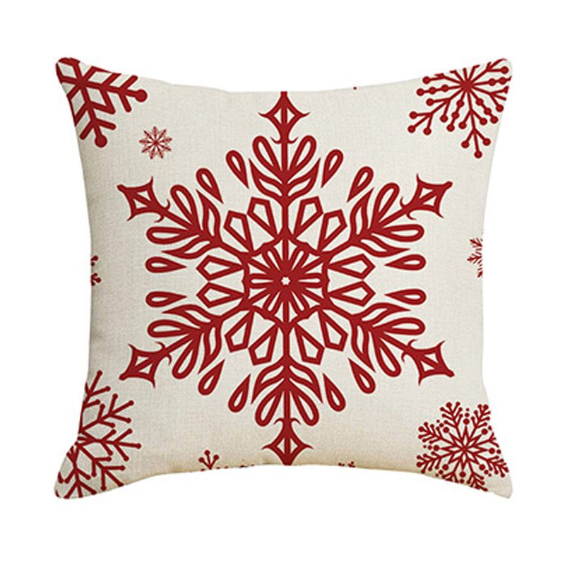 Pack of 4 Merry Christmas Snowflake Let It Snow Snowman Pine Tree Elk Moose Blessing Gift Cotton Linen Square Throw Sofa 18"x 18"
