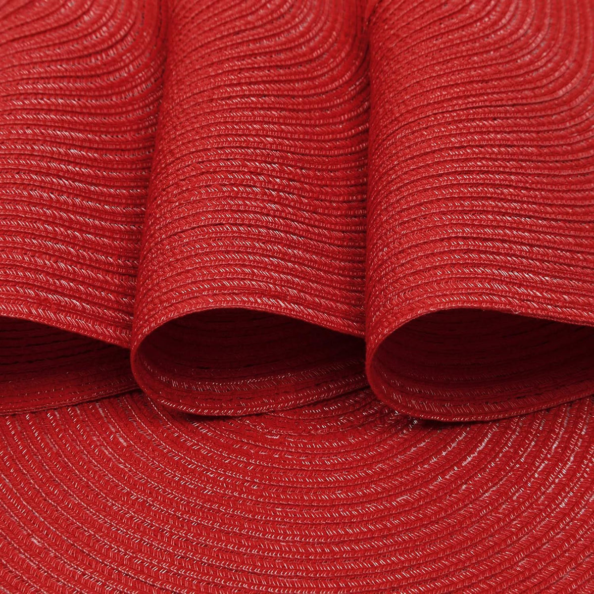 Round Braided Placemats 15 inch Set of 4 Washable Kitchen Table Placemats for Home Wedding Party (Red, 4)