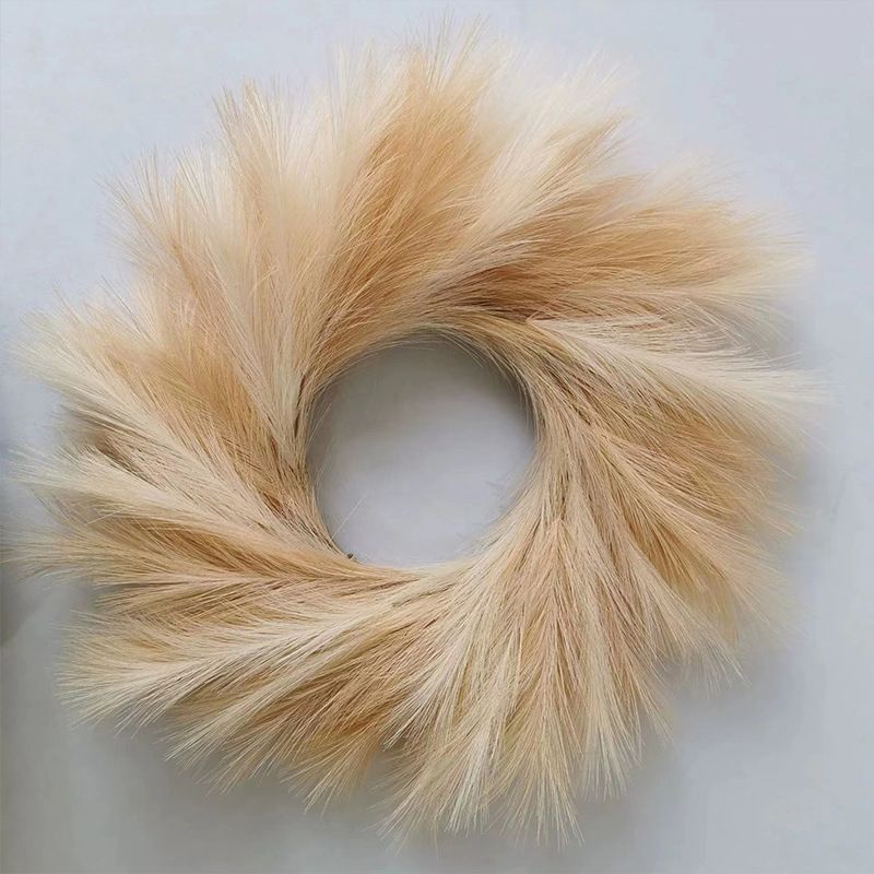 Pampas Grass Wreath, Faux Pampas Wreath for Front Door, Artificial Pampas Wreath for All Seasons, Boho Wall Decor