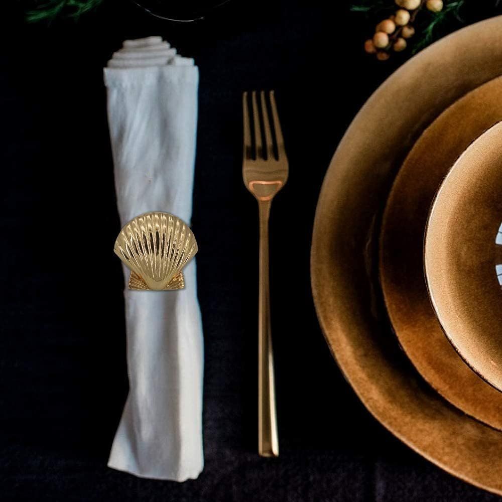 Theme Sea Shells Metal Napkin Rings for Weddings Receptions,Dinner Parties,Family Gatherings,Table Supplies