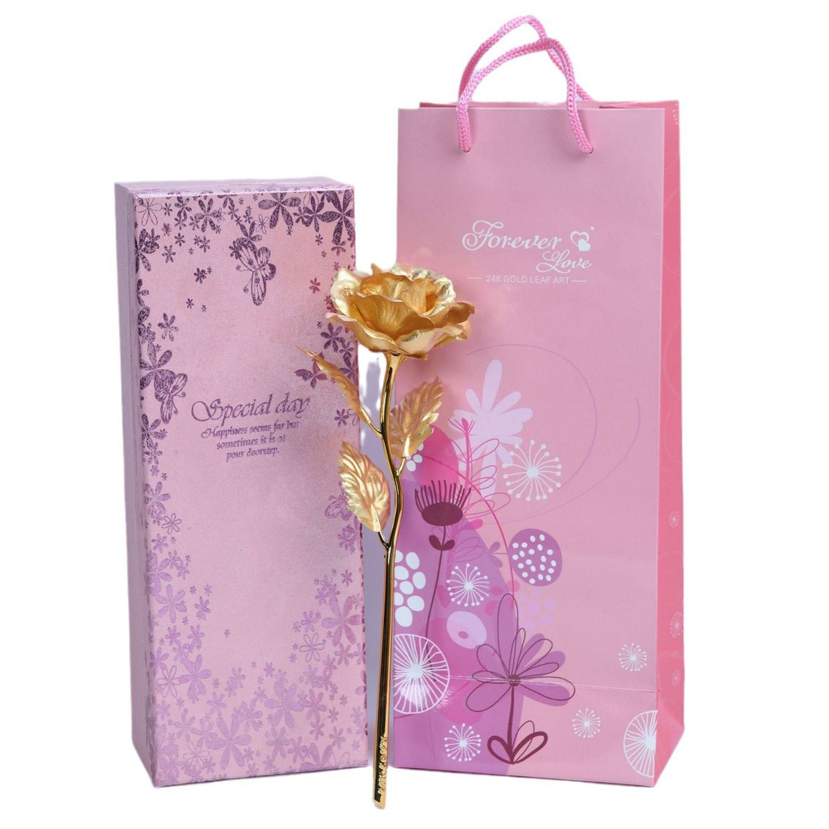Gold Dipped Natural Golden Rose with Gift Box Men & Women for Best Valentine Gift  - 9 inches Approx