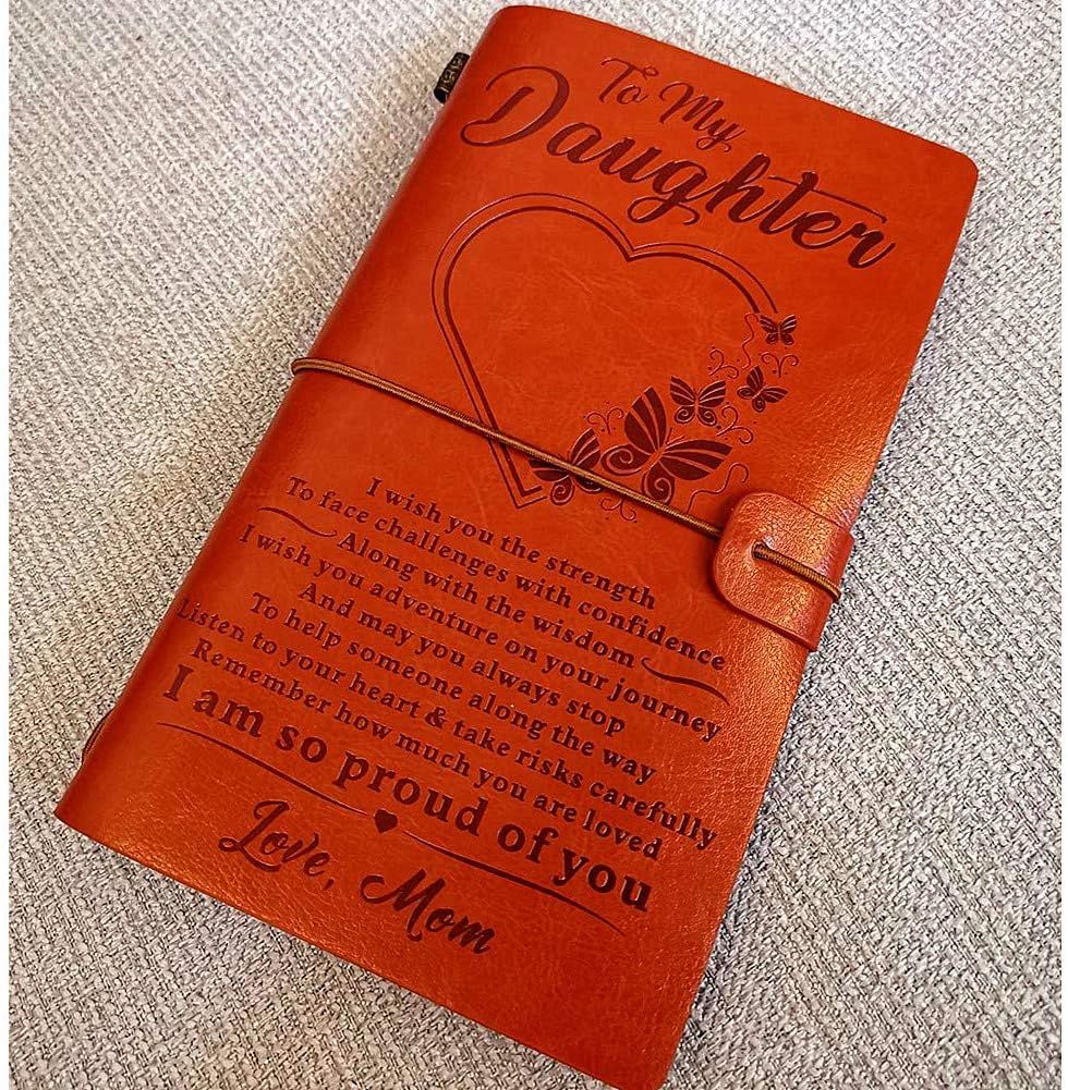 To My Daughter Leather Journal from Mom-Remember How Much You Are Loved- 60 Page Travel Journal Diary  (Mom to Daughter)