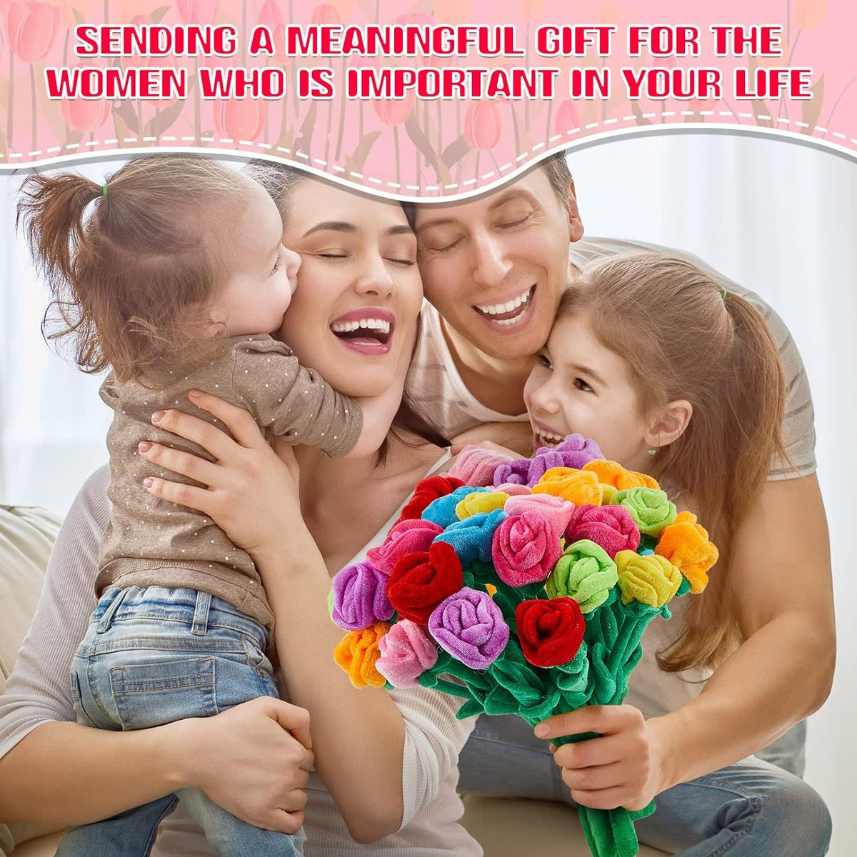 24 Pcs Graduation Flowers Graduation Plush Rose Mother's Day Flower Toy Colorful Stuffed, Plush Bouquet Bendable Stems 12.5 Inch