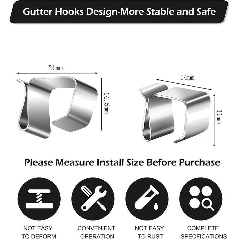 Christmas Lights Gutter Hooks Galvanized Holiday Lights Roof Hooks Christmas Light Clips Xmas Light Gutter Hangers  (50 Pcs)