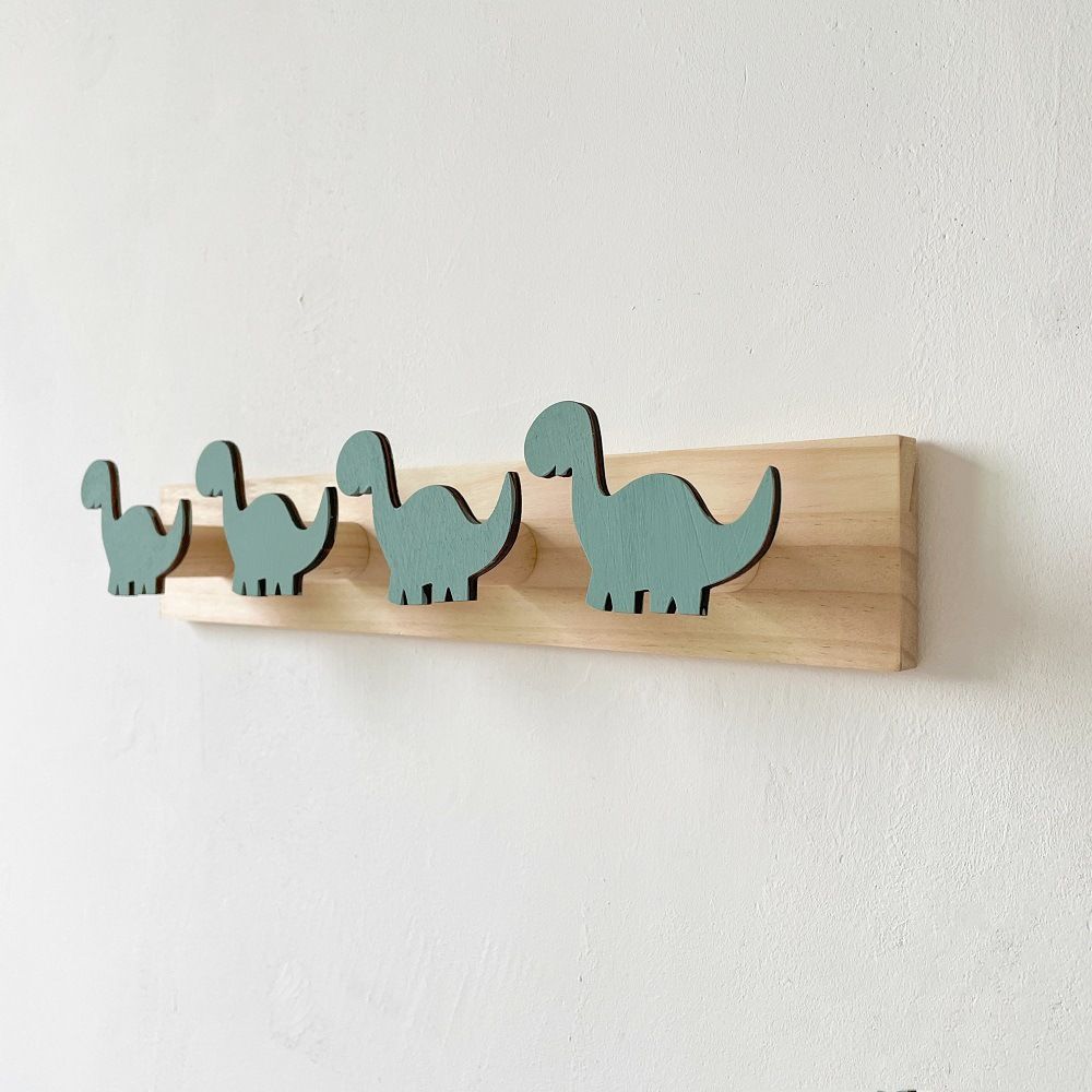 Dinosaur Wall Hooks Wall-Mounted Coat Hooks Hat Rack with 5 Cute Dinosaur Hooks Decorative Animal Utility Hook Hanging Hook