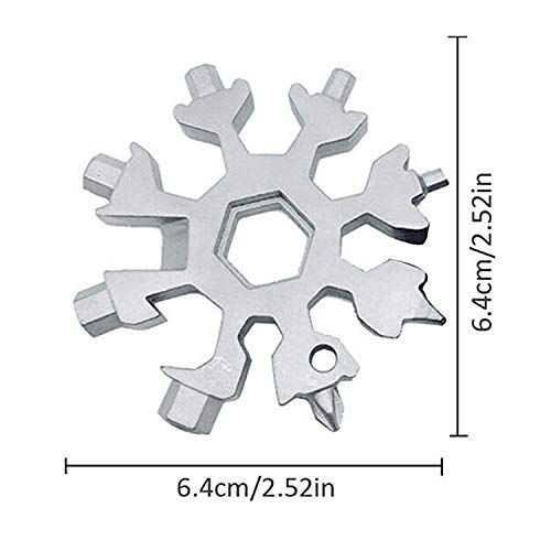 Christmas Gifts for Him,18-in-1 Snowflake Multi Tool,Stainless Steel Snowflakes Multi-Tool, Incredible Tool Gifts (Silver)