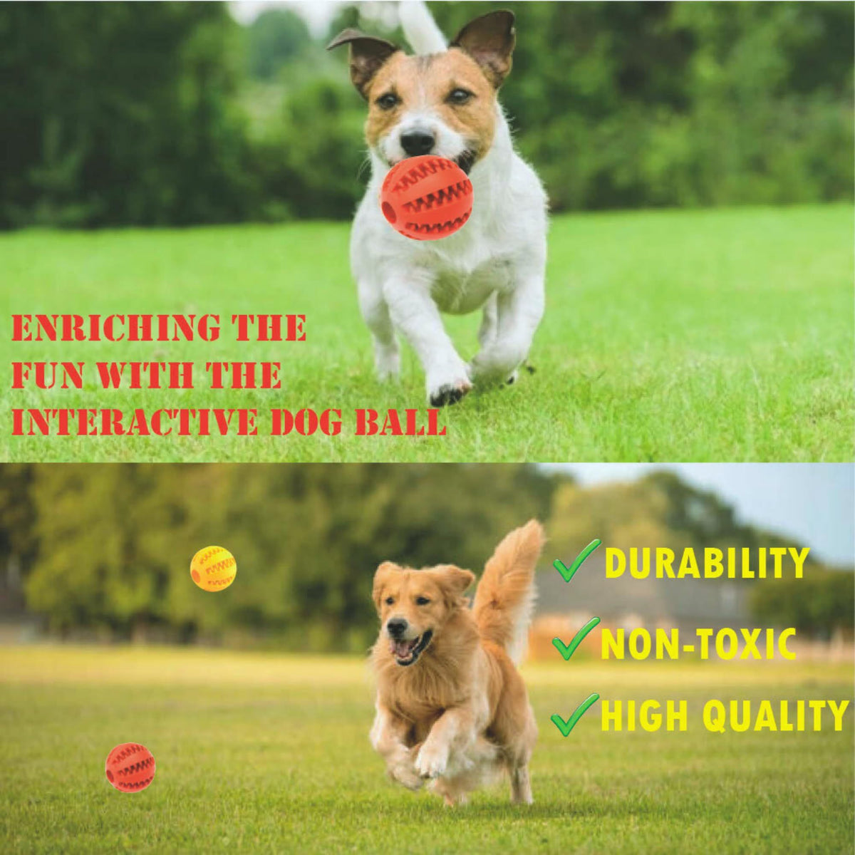 2 Pack Dog Toy Ball, Dog and Puppy Cat, Dog Pet Food Treat Feeder Chew Tooth Cleaning Ball Exercise Game IQ Training Ball