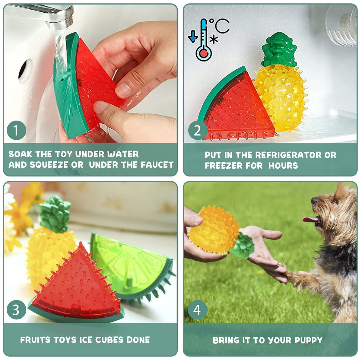 3 Pcs/Pack Dog Cooling Chew Toys, Frozen Teething Toy for Puppies, Summer Interactive Squeaky Toys, Small and Medium Pet Treat